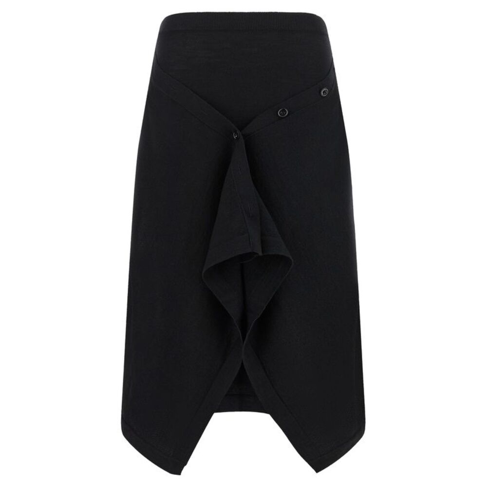 Lemaire Black Wool Midi Women's Skirt
